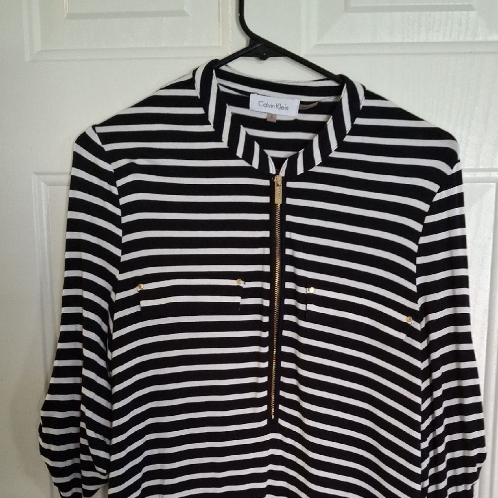 Calvin Klein Monochrome Striped Blouse